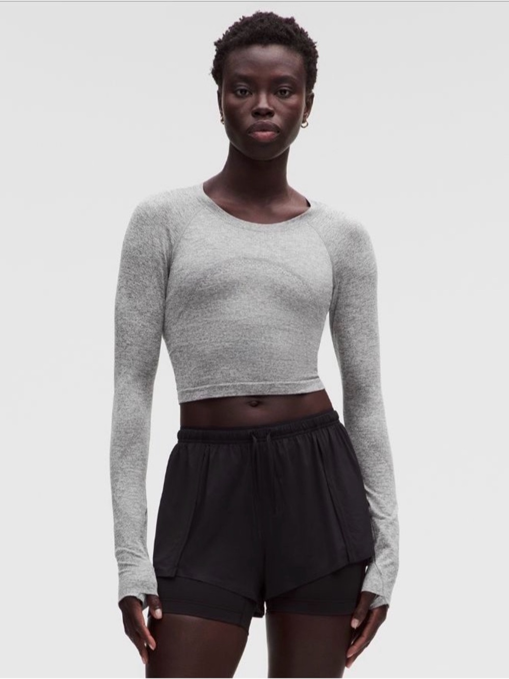 Lululemon Grey Long-Sleeve Crop Top - Women